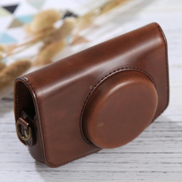 Full Body Camera PU Leather Case Bag with Strap for Canon PowerShot SX730 HS / SX720 HS (Coffee)