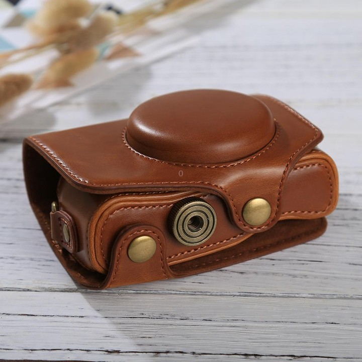 Full Body Camera PU Leather Case Bag with Strap for Canon PowerShot SX730 HS / SX720 HS (Brown)