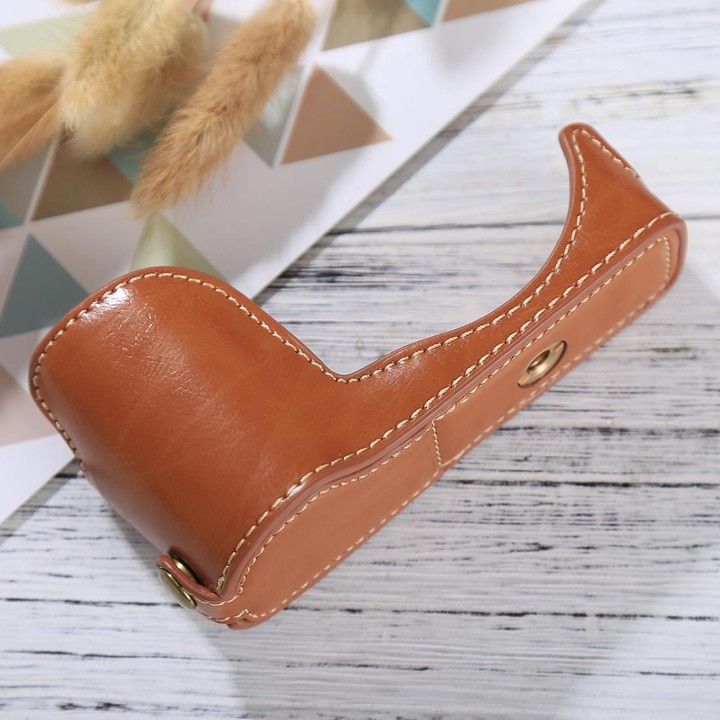 1/4 inch Thread PU Leather Camera Half Case Base for Sony ILCE-5100 / A5100(Brown)
