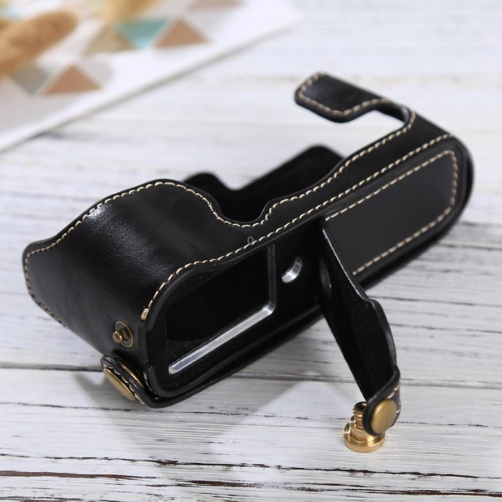 1/4 inch Thread PU Leather Camera Half Case Base for FUJIFILM X-E3(Black)