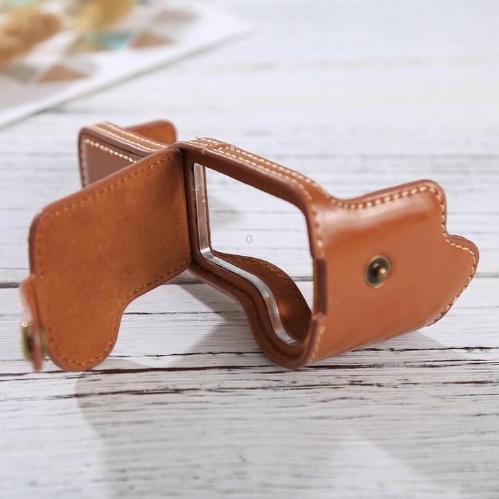 1/4 inch Thread PU Leather Camera Half Case Base for Canon EOS M3(Brown)