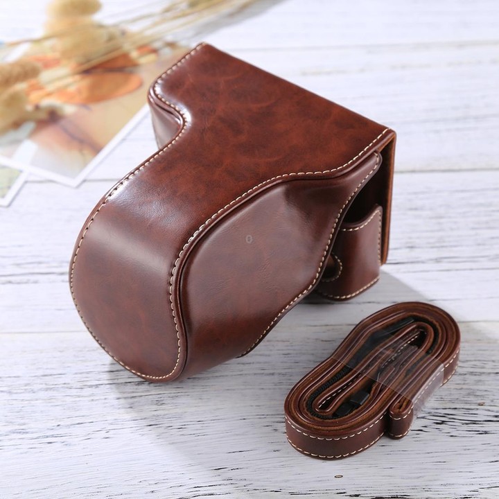 Full Body Camera PU Leather Case Bag with Strap for FUJIFILM X-A3 / X-A2/ X-M1 / X-A10 (16-50mm / 18-55mm / XF 35mm Lens)(Coffee