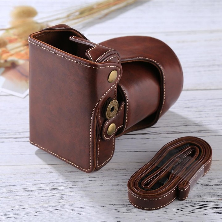 Full Body Camera PU Leather Case Bag with Strap for FUJIFILM X-A3 / X-A2/ X-M1 / X-A10 (16-50mm / 18-55mm / XF 35mm Lens)(Coffee