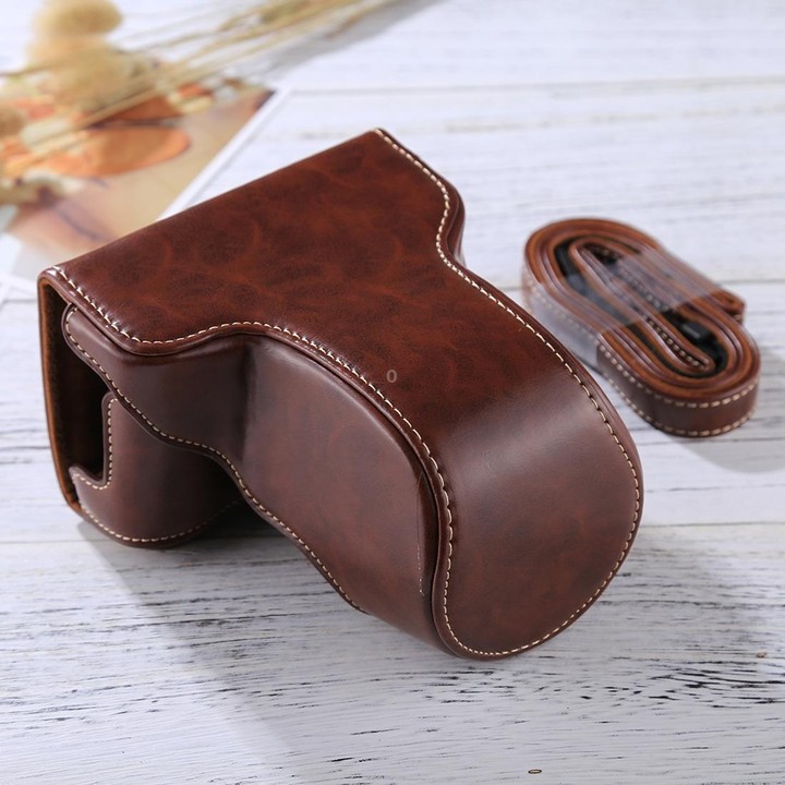 Full Body Camera PU Leather Case Bag with Strap for FUJIFILM X-A3 / X-A2/ X-M1 / X-A10 (16-50mm / 18-55mm / XF 35mm Lens)(Coffee
