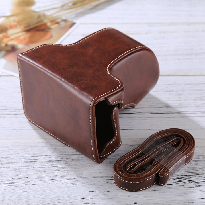 Full Body Camera PU Leather Case Bag with Strap for FUJIFILM X-A3 / X-A2/ X-M1 / X-A10 (16-50mm / 18-55mm / XF 35mm Lens)(Coffee