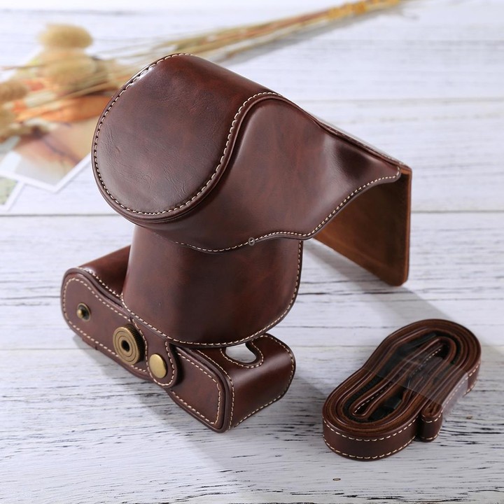 Full Body Camera PU Leather Case Bag with Strap for FUJIFILM X-A3 / X-A2/ X-M1 / X-A10 (16-50mm / 18-55mm / XF 35mm Lens)(Coffee