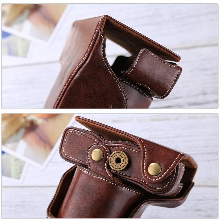 Full Body Camera PU Leather Case Bag with Strap for FUJIFILM X-A3 / X-A2/ X-M1 / X-A10 (16-50mm / 18-55mm / XF 35mm Lens)(Coffee