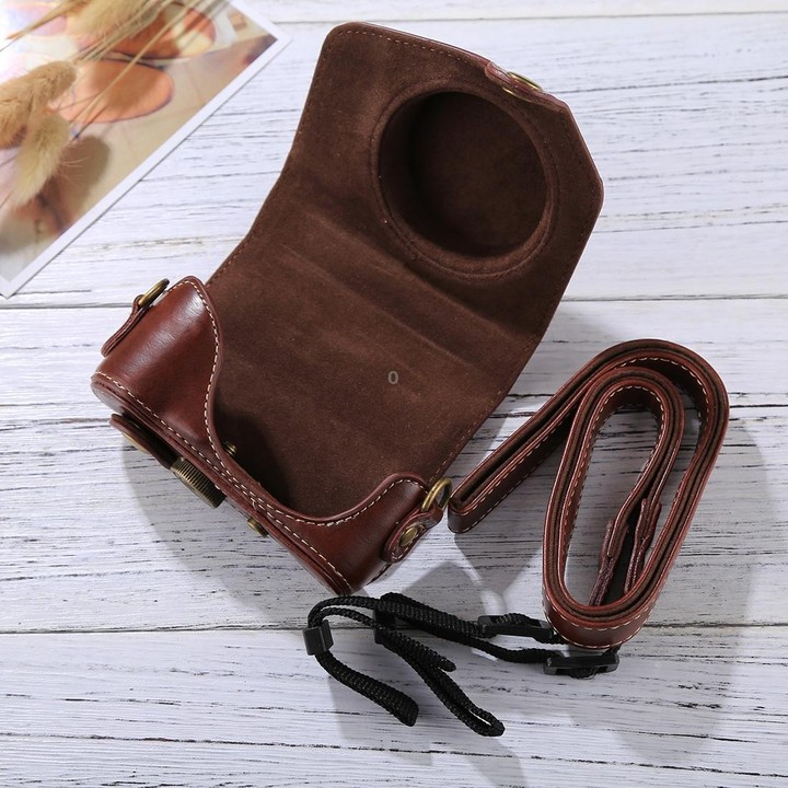 Full Body Camera PU Leather Camera Case Bag with Strap for Canon PowerShot G7 X Mark II (Coffee)