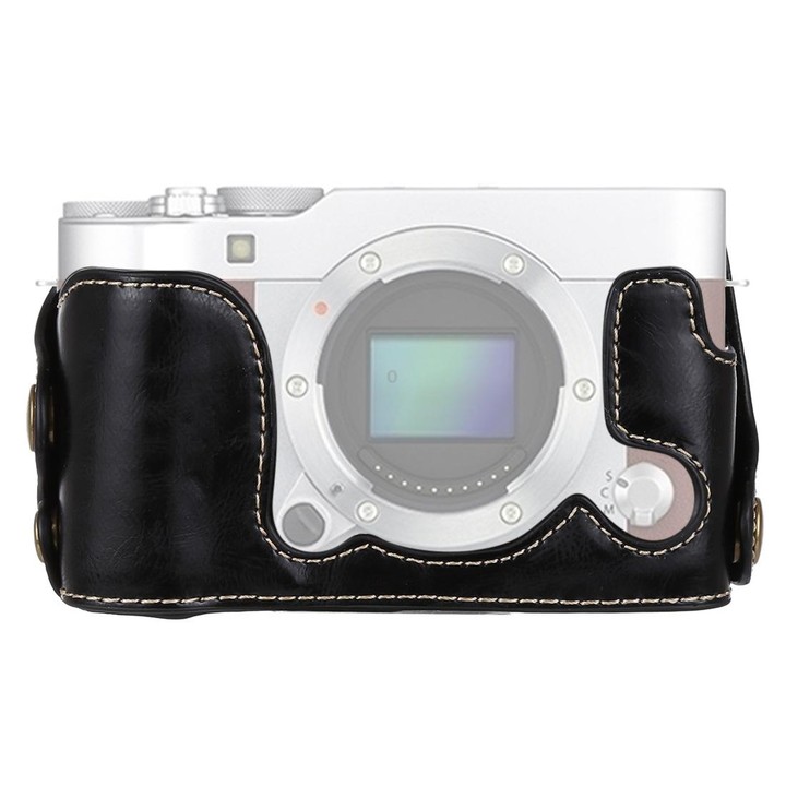 1/4 inch Thread PU Leather Camera Half Case Base for FUJIFILM X-A3 / X-A10(Black)