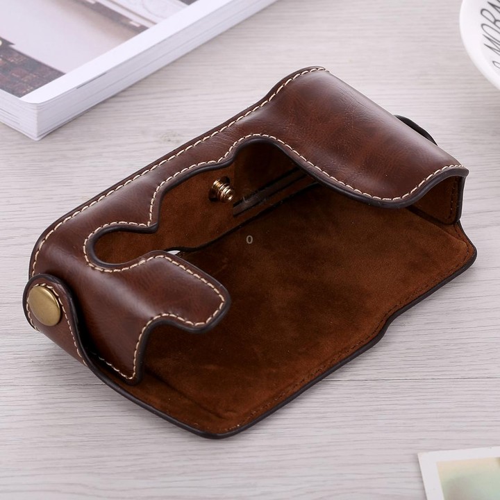 1/4 inch Thread PU Leather Camera Half Case Base for FUJIFILM X-A3 / X-A10(Coffee)