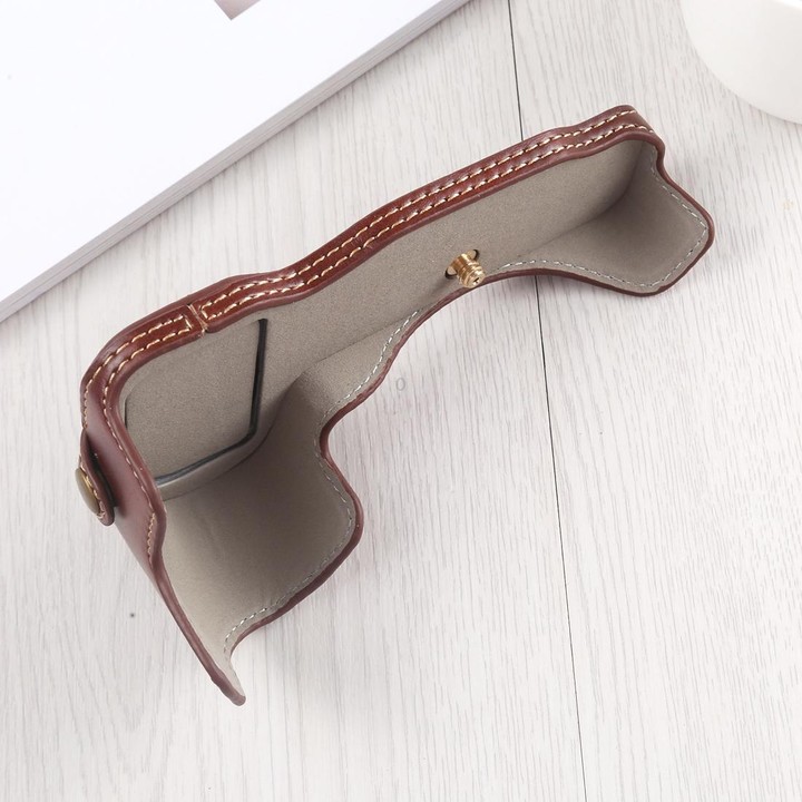 1/4 inch Thread PU Leather Camera Half Case Base for Nikon Z6 / Z7 (Coffee)