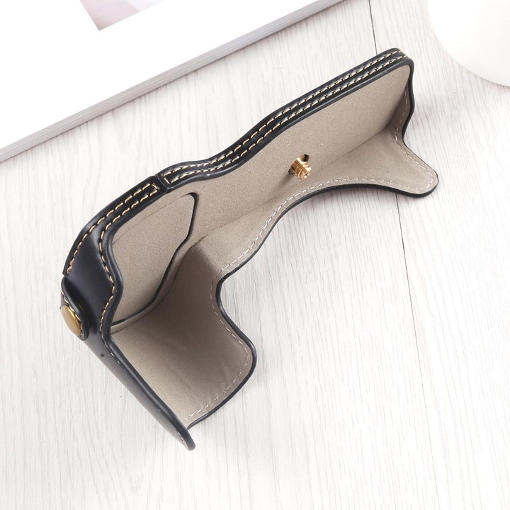 1/4 inch Thread PU Leather Camera Half Case Base for Canon EOS R (Black)