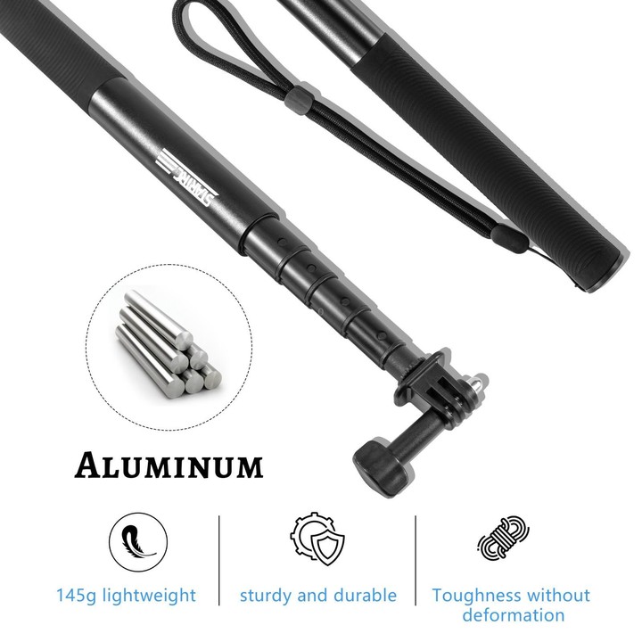 STARTRC 1.3m Handheld Extendable Pole Monopod for DJI, Insta360, GoPro and Other Action Cameras(Black)