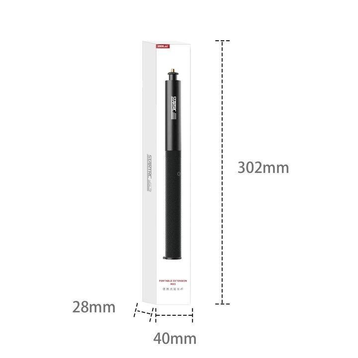 STARTRC 1.3m Handheld Extendable Pole Monopod for DJI, Insta360, GoPro and Other Action Cameras(Black)
