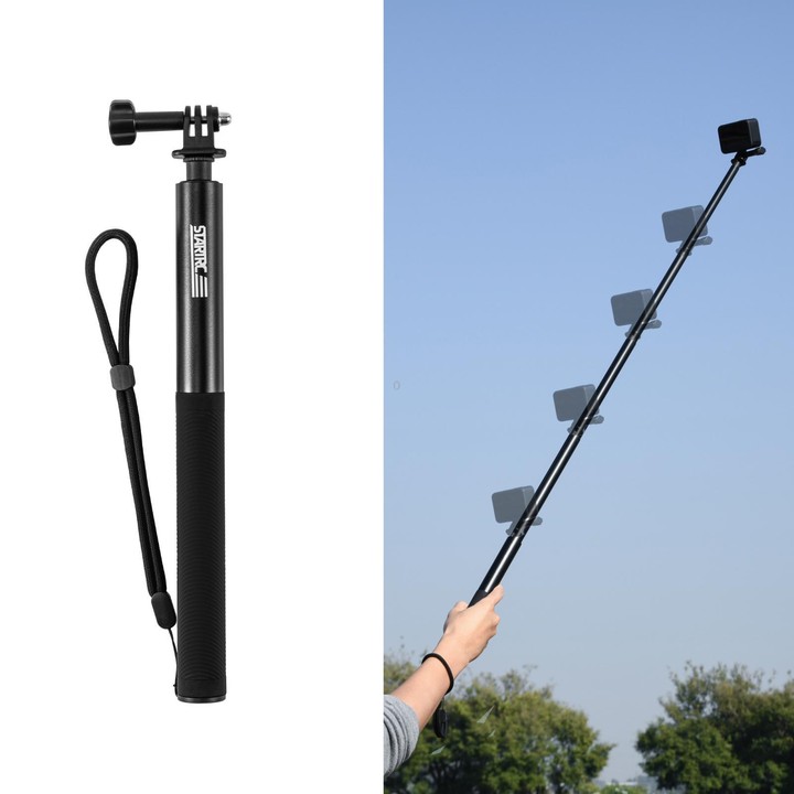 STARTRC 1.3m Handheld Extendable Pole Monopod for DJI, Insta360, GoPro and Other Action Cameras(Black)