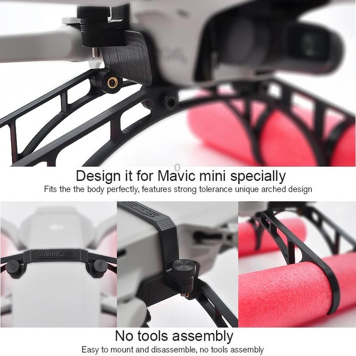 STARTRC Buoyancy Rod Absorbing Height Extender Landing Bracket for DJI Mavic 2 mini(Black Red)