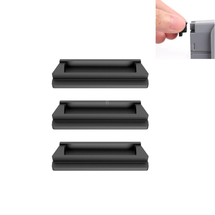 3 PCS Sunnylife AIR2-DC258 Silicone Battery Dust Plug for DJI Mavic Air 2(Black)