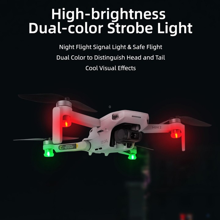 Sunnylife 2-Green + 2-Red Night Strobe LED Light Indicator Light for DJI Mavic 2 / Mini / Mavic Air 2 / FPV