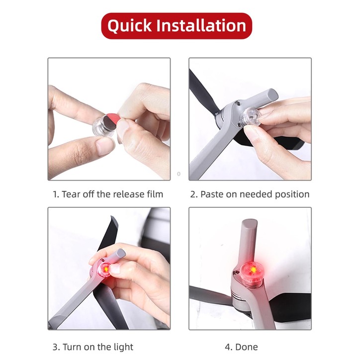 Sunnylife 2-Green + 2-Red Night Strobe LED Light Indicator Light for DJI Mavic 2 / Mini / Mavic Air 2 / FPV