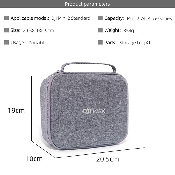 Original Portable Waterproof Nylon Box Case Storage Bag for DJI Mini 2 Drone(Grey)