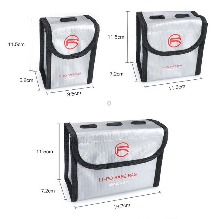 RCSTQ for DJI FPV Combo 2 x Batteries Li-Po Safe Explosion-proof Storage Bag(Silver)