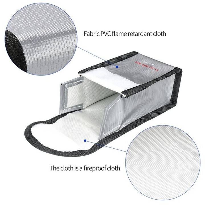RCSTQ for DJI FPV Combo 2 x Batteries Li-Po Safe Explosion-proof Storage Bag(Silver)