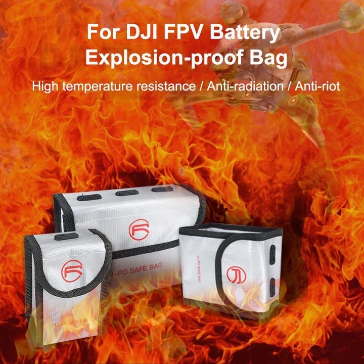 RCSTQ for DJI FPV Combo 2 x Batteries Li-Po Safe Explosion-proof Storage Bag(Silver)