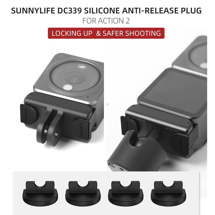 Sunnylife DC339 4 PCS Silicone Anti-release Plug for DJI Action 2 (Black)