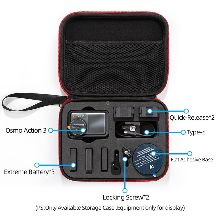 For DJI Osmo Action 3 Carrying Storage Case Bag,Size: 21x 16 x 6cm (Black)