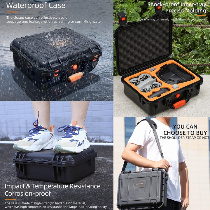 For DJI Neo Sunnylife Safety Carrying Case Large Capacity Waterproof Shock-proof Hard Travel Case (Black)