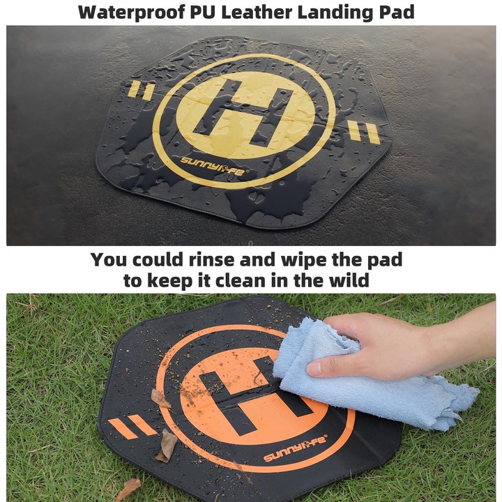 Sunnylife Drone Landing Pad 35cm Fast-Fold Double-Sided Leather Waterproof Helipad for DJI Neo / Avata 1 / 2 / Mini Series (Yell