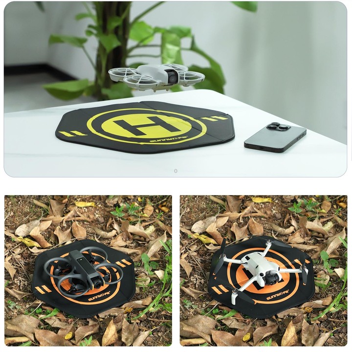 Sunnylife Drone Landing Pad 35cm Fast-Fold Double-Sided Leather Waterproof Helipad for DJI Neo / Avata 1 / 2 / Mini Series (Yell