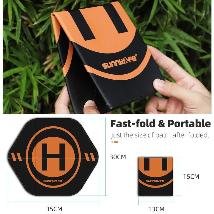 Sunnylife Drone Landing Pad 35cm Fast-Fold Double-Sided Leather Waterproof Helipad for DJI Neo / Avata 1 / 2 / Mini Series (Yell