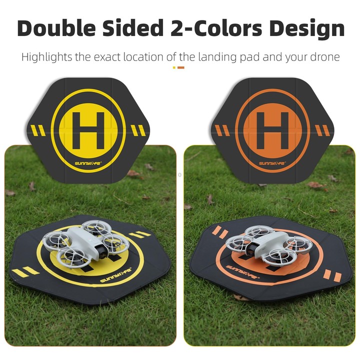 Sunnylife Drone Landing Pad 35cm Fast-Fold Double-Sided Leather Waterproof Helipad for DJI Neo / Avata 1 / 2 / Mini Series (Yell