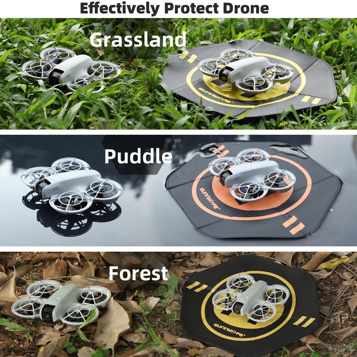 Sunnylife Drone Landing Pad 35cm Fast-Fold Double-Sided Leather Waterproof Helipad for DJI Neo / Avata 1 / 2 / Mini Series (Yell