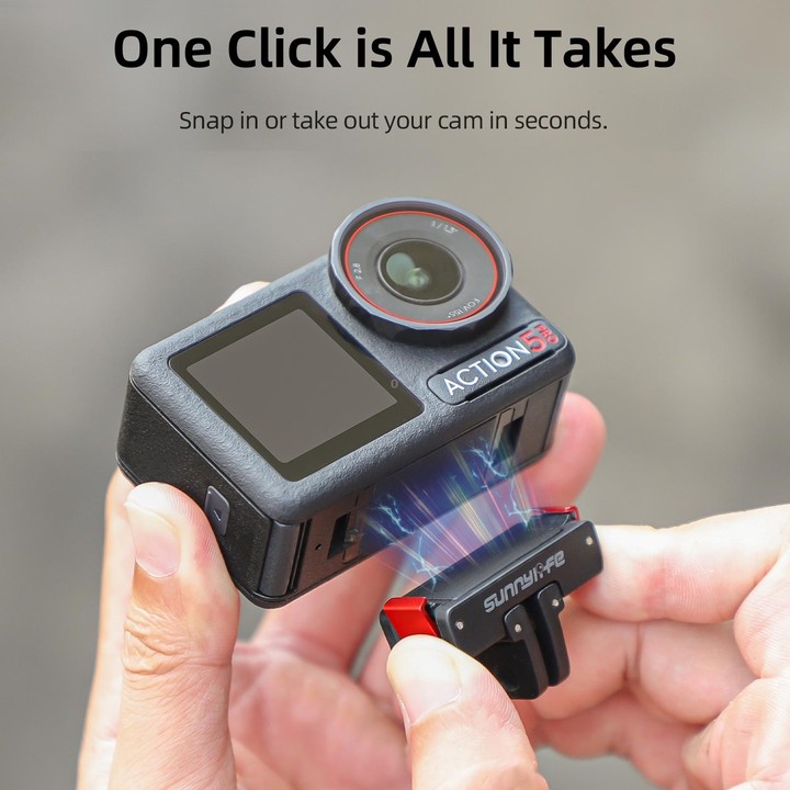For DJI Osmo 360 / Action 5 Pro / 4 / 3 Sunnylife Foldable Magnetic Quick Release Mount Action Camera Selfie Stick Tripod Adapte