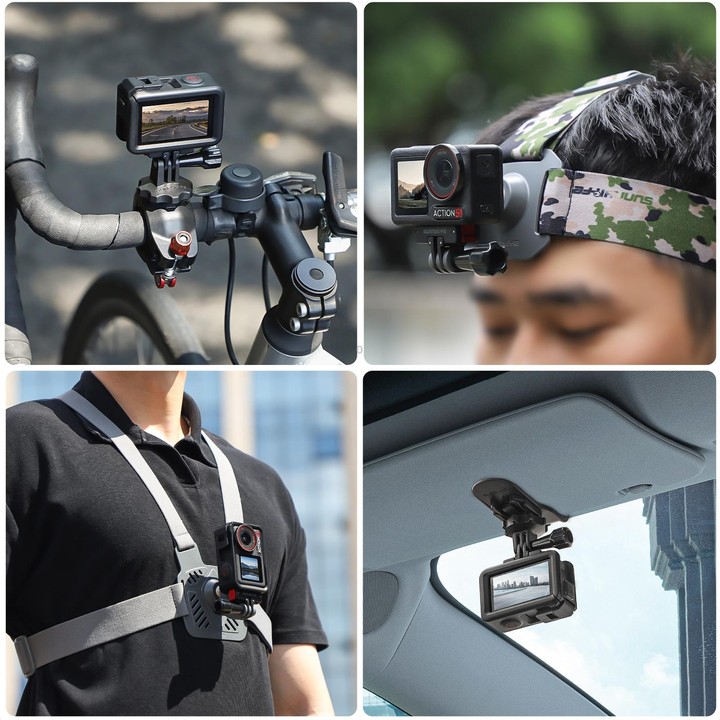 For DJI Osmo 360 / Action 5 Pro / 4 / 3 Sunnylife Foldable Magnetic Quick Release Mount Action Camera Selfie Stick Tripod Adapte