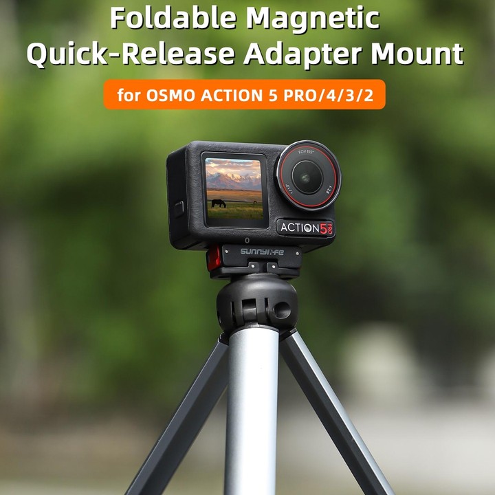 For DJI Osmo 360 / Action 5 Pro / 4 / 3 Sunnylife Foldable Magnetic Quick Release Mount Action Camera Selfie Stick Tripod Adapte