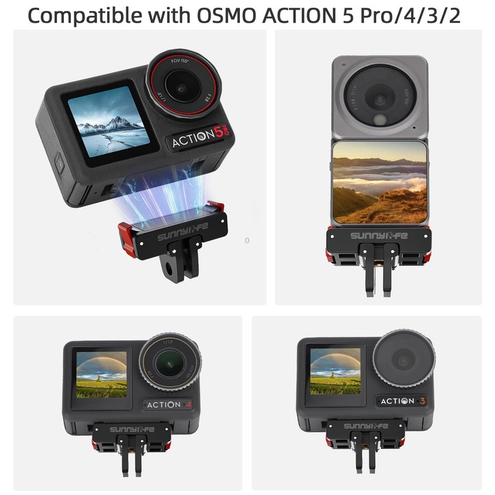 For DJI Osmo 360 / Action 5 Pro / 4 / 3 Sunnylife Foldable Magnetic Quick Release Mount Action Camera Selfie Stick Tripod Adapte