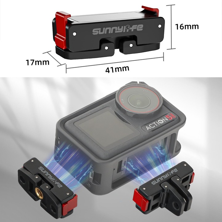 For DJI Osmo 360 / Action 5 Pro / 4 / 3 Sunnylife Foldable Magnetic Quick Release Mount Action Camera Selfie Stick Tripod Adapte