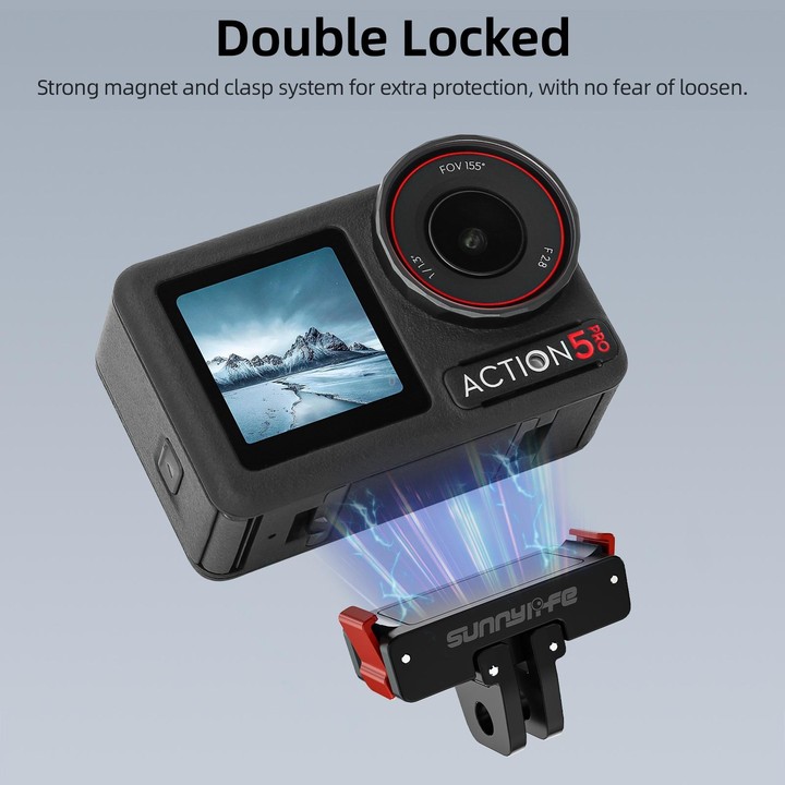 For DJI Osmo 360 / Action 5 Pro / 4 / 3 Sunnylife Foldable Magnetic Quick Release Mount Action Camera Selfie Stick Tripod Adapte