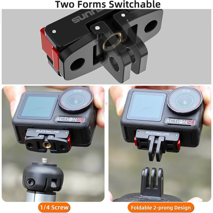 For DJI Osmo 360 / Action 5 Pro / 4 / 3 Sunnylife Foldable Magnetic Quick Release Mount Action Camera Selfie Stick Tripod Adapte
