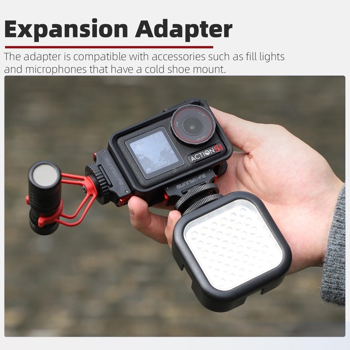 For DJI Osmo 360 / Action 5 Pro / 4 / 3 Sunnylife Magnetic Quick-Release Cold Shoe Adapter Action Camera Fill Light Microphone A