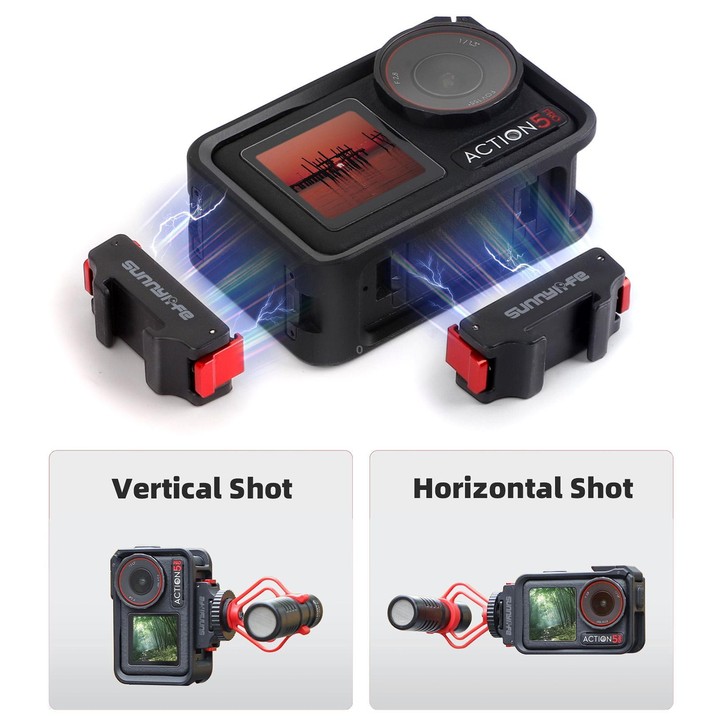 For DJI Osmo 360 / Action 5 Pro / 4 / 3 Sunnylife Magnetic Quick-Release Cold Shoe Adapter Action Camera Fill Light Microphone A