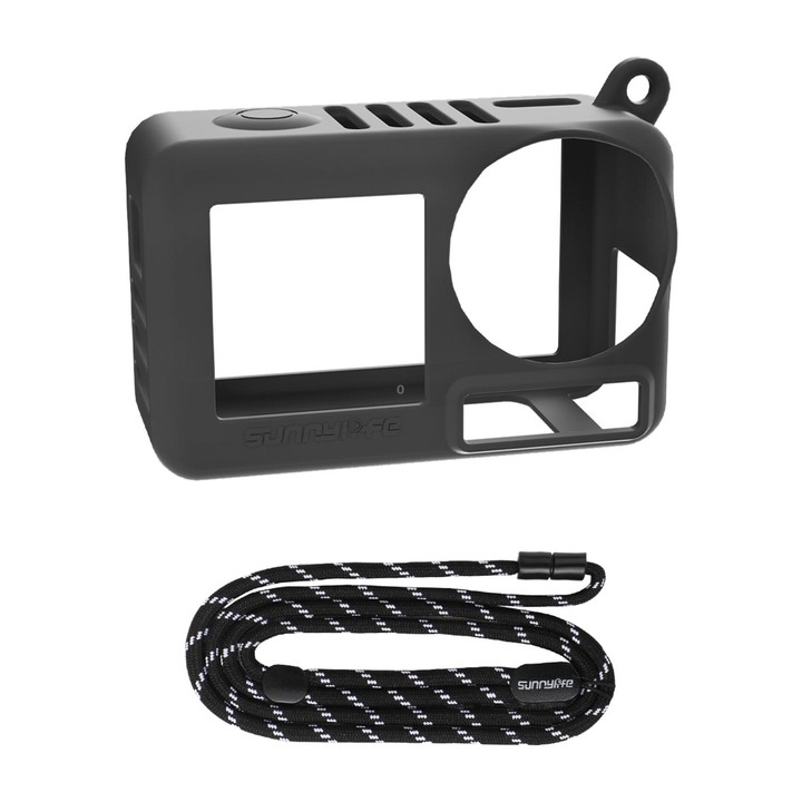 For DJI Osmo Action 5 Pro Sunnylife Silicone Protective Case Scratch-proof Camera Cover with Lanyard (Black)
