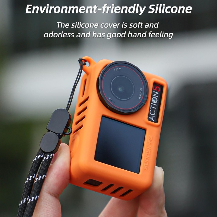For DJI Osmo Action 5 Pro Sunnylife Silicone Protective Case Scratch-proof Camera Cover with Lanyard (Red)