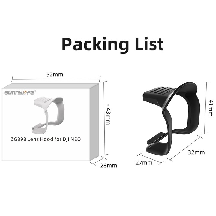 For DJI Neo Sunnylife Lens Hood Anti-glare Lens Cover Sunhood Gimbal Protective Cap (Black)