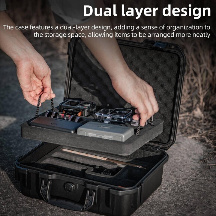 For DJI Osmo Action 5 Pro STARTRC Waterproof EVA ABS Dual-layer Suitcase Storage Box (Black)