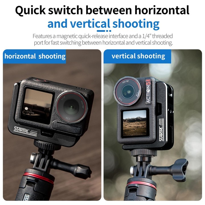 For DJI Osmo Action 5 Pro / 4 / 3 STARTRC L-shaped Magnetic Quick Release Bracket (Black)