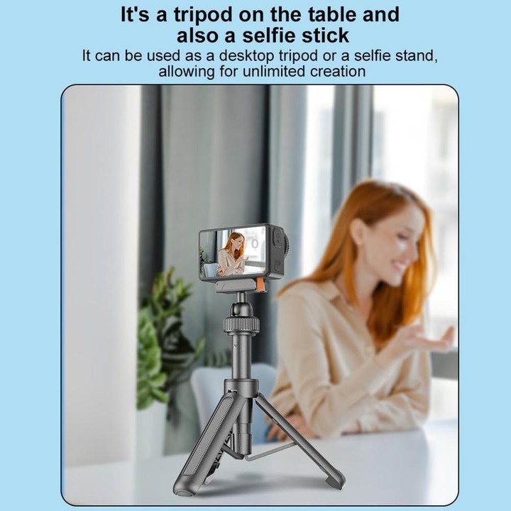 VT-09 Magnetic Handheld Selfie Stick Mini Desktop Telescopic Tripod for DJI Action 6 / 5 Pro / 4 / 3 (Black)